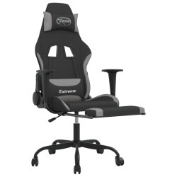 Chaise de jeu de massage repose-pied Noir et gris clair Tissu 619303619303