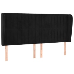 Tête de lit avec oreilles Noir 203x23x118/128 cm Velours 619314619314