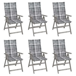 Chaises inclinables de jardin lot de 6 et coussins Bois acacia 619327619327