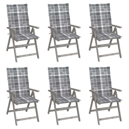 Chaises inclinables de jardin lot de 6 et coussins Bois acacia 619327619327