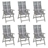 Chaises inclinables de jardin lot de 6 et coussins Bois acacia 619327619327