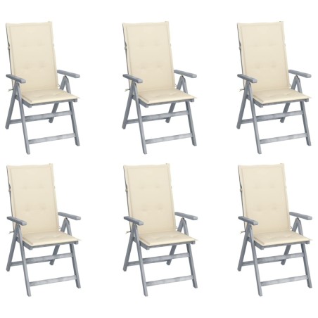 Chaises inclinables de jardin lot de 6 et coussins Bois acacia 619328619328