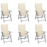 Chaises inclinables de jardin lot de 6 et coussins Bois acacia 619328619328