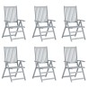 Chaises inclinables de jardin lot de 6 et coussins Bois acacia 619328619328