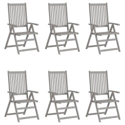 Chaises inclinables de jardin lot de 6 et coussins Bois acacia 619332619332