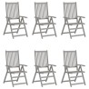 Chaises inclinables de jardin lot de 6 et coussins Bois acacia 619332619332