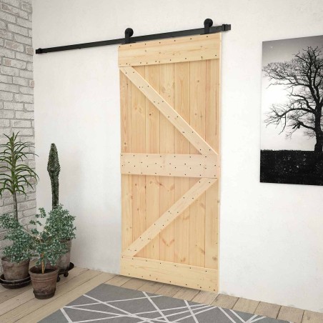 Porte coulissante Naturel et noir 100 x 210 cm 619336619336