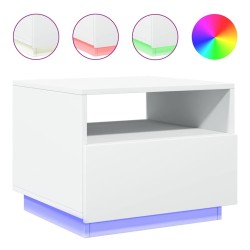 Table basse avec lumières LED blanc 50x49x40 cm 619342619342