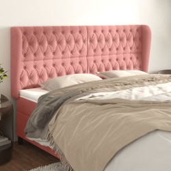 Tête de lit avec oreilles Rose 203x23x118/128 cm Velours 619345619345
