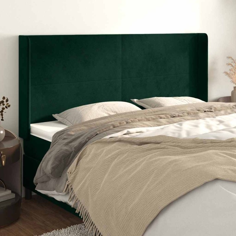 Tête de lit avec oreilles Vert foncé 163x16x118/128 cm Velours 619347619347
