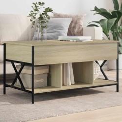 Table basse chêne sonoma 100x55x50cm bois d'ingénierie et métal 619348619348