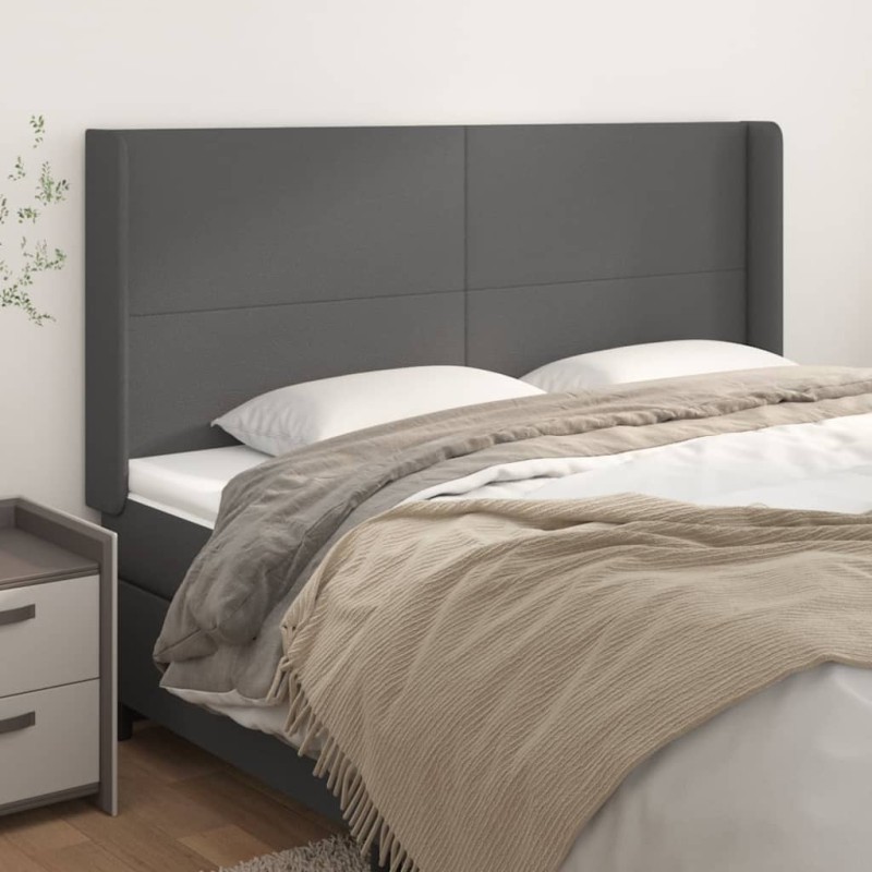 Tête de lit avec oreilles Gris 203x16x118/128 cm Similicuir 619356619356
