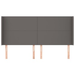 Tête de lit avec oreilles Gris 203x16x118/128 cm Similicuir 619356619356