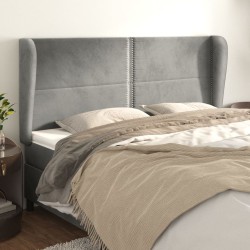 Tête de lit avec oreilles Gris clair 203x23x118/128 cm Velours 619357619357