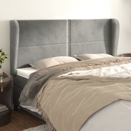 Tête de lit avec oreilles Gris clair 203x23x118/128 cm Velours 619357619357
