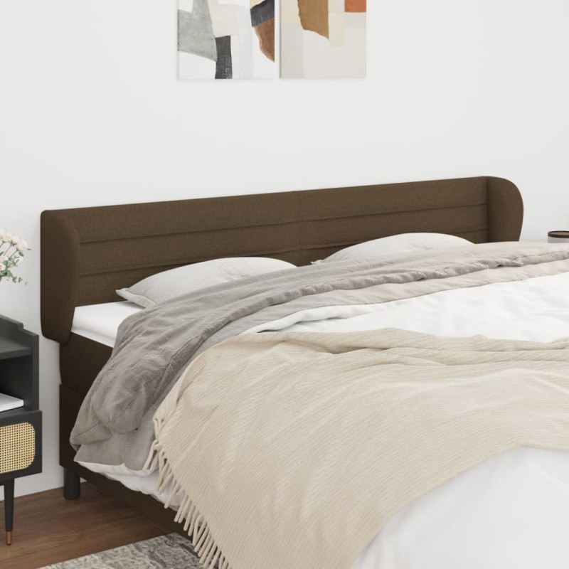Tête de lit avec oreilles Marron foncé 203x23x78/88 cm Tissu 619358619358