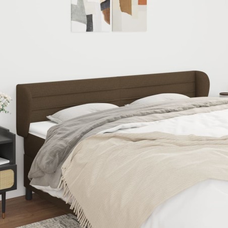 Tête de lit avec oreilles Marron foncé 203x23x78/88 cm Tissu 619358619358