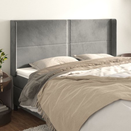 Tête de lit avec oreilles Gris clair 203x16x118/128 cm Velours 619361619361