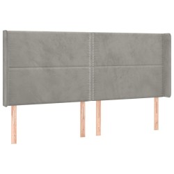 Tête de lit avec oreilles Gris clair 203x16x118/128 cm Velours 619361619361
