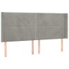 Tête de lit avec oreilles Gris clair 203x16x118/128 cm Velours 619361619361