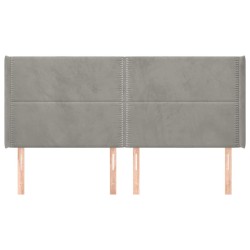 Tête de lit avec oreilles Gris clair 203x16x118/128 cm Velours 619361619361