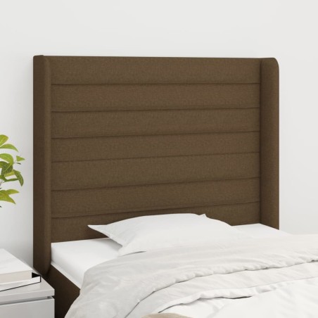 Tête de lit avec oreilles Marron foncé 103x16x118/128 cm Tissu 619378619378