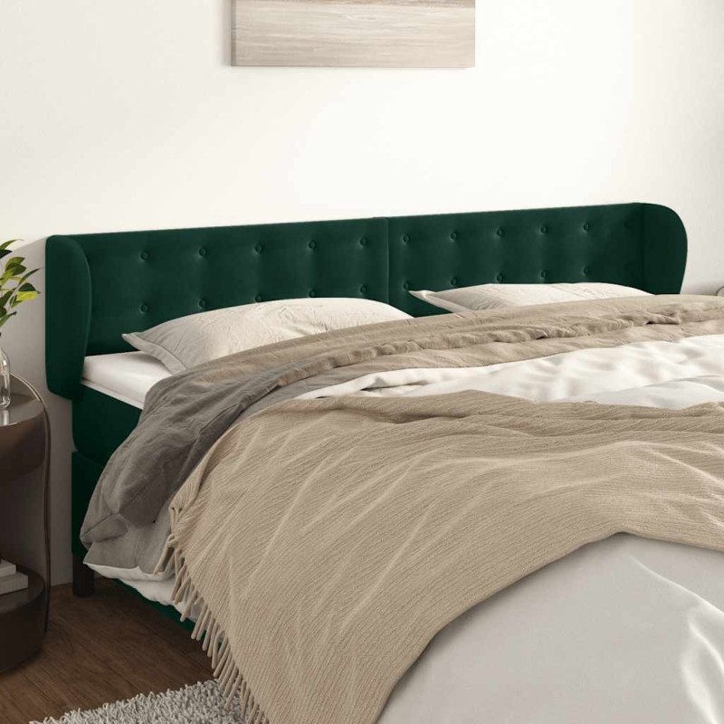 Tête de lit avec oreilles Vert foncé 163x23x78/88 cm Velours 619382619382