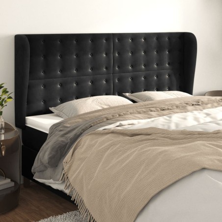 Tête de lit avec oreilles Noir 203x23x118/128 cm Velours 619385619385