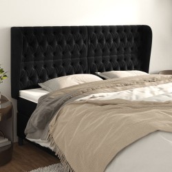 Tête de lit avec oreilles Noir 203x23x118/128 cm Velours 619389619389