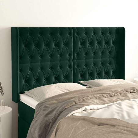 Tête de lit avec oreilles Vert foncé 163x16x118/128 cm Velours 619394619394