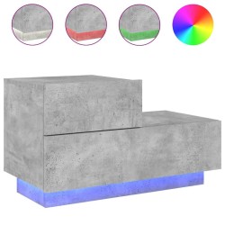 Table de chevet avec lumières LED gris béton 70x36x40,5 cm 619399619399