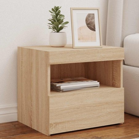 Table de chevet avec lumières LED chêne sonoma 50x40x45 cm 619401619401