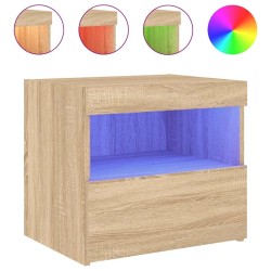 Table de chevet avec lumières LED chêne sonoma 50x40x45 cm 619401619401