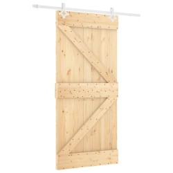 Porte coulissante Naturel et Blanc 100 x 210 cm 619406619406