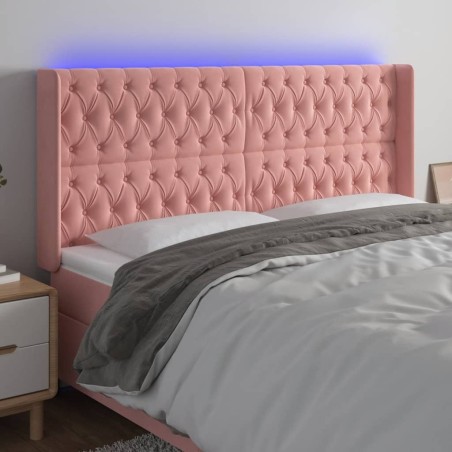 Tête de lit à LED Rose 203x16x118/128 cm Velours 619412619412