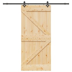 Porte coulissante NARVIK Naturel et noir 80 x 210 cm (213,5 cm) 619413619413