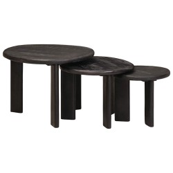 Tables basses gigognes 3 pcs Blanc Bois de mangue massif 619419619419