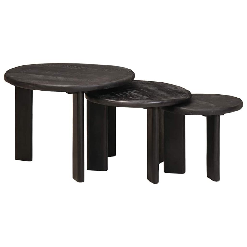 Tables basses gigognes 3 pcs Blanc Bois de mangue massif 619419619419