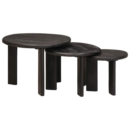 Tables basses gigognes 3 pcs Blanc Bois de mangue massif 619419619419