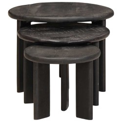 Tables basses gigognes 3 pcs Blanc Bois de mangue massif 619419619419