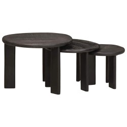 Tables basses gigognes 3 pcs Blanc Bois de mangue massif 619419619419