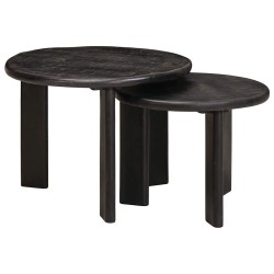 Tables basses gigognes 2 pcs Blanc Bois de mangue massif 619420619420