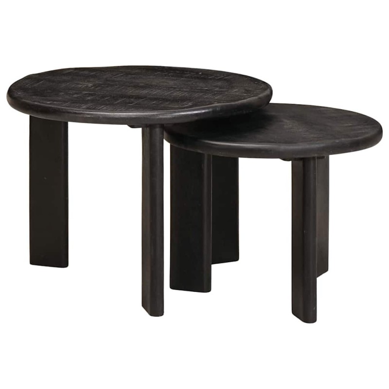 Tables basses gigognes 2 pcs Blanc Bois de mangue massif 619420619420