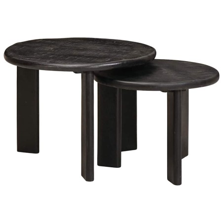Tables basses gigognes 2 pcs Blanc Bois de mangue massif 619420619420