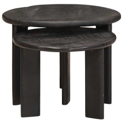 Tables basses gigognes 2 pcs Blanc Bois de mangue massif 619420619420