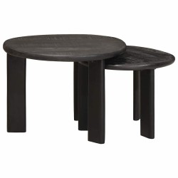 Tables basses gigognes 2 pcs Blanc Bois de mangue massif 619420619420