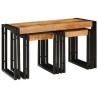 Table Gigogne 3 pcs Bois de Mangue Massif et Métal 619422619422