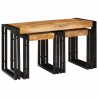 Table Gigogne 3 pcs Bois de Mangue Massif et Métal 619422619422