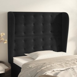 Tête de lit avec oreilles Noir 103x23x118/128 cm Velours 619423619423