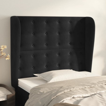 Tête de lit avec oreilles Noir 103x23x118/128 cm Velours 619423619423